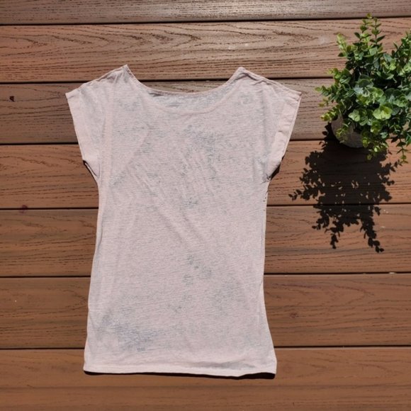 Express Pastel Pink Graphic Tee Shirt Rhinestones Top Preppy Floral Butterfly XS - Picture 2 of 5